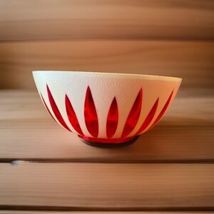Vintage Regaline Red White Plastic Textured Acrylic Bowl MCM Cathrine Holm DEKA